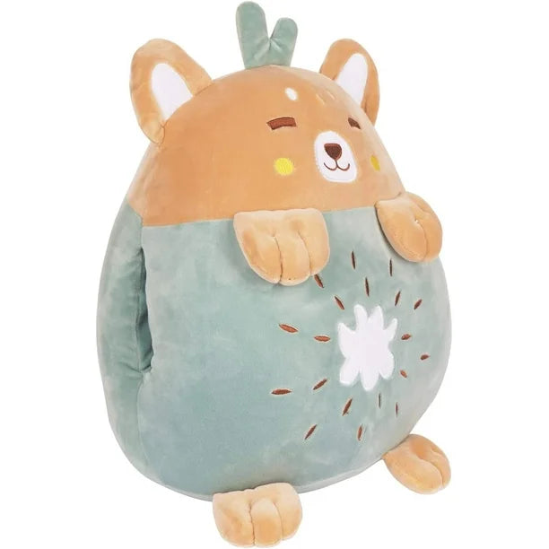 Kiwi Bear Plush Pillows with Hand Warmer Pockets and Storage Pouch
