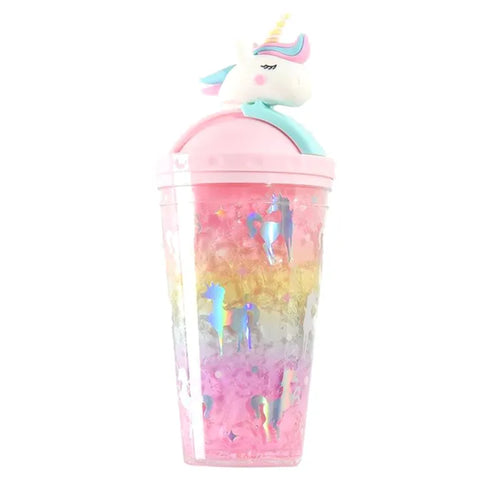 Unicorn Ice Cup Water Bottle Gradient Girl Heart Cute Straw Cup Simple Portable