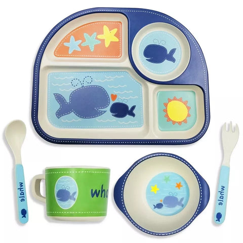 Bamboo Fiber Kids Tableware- Whale-Blue