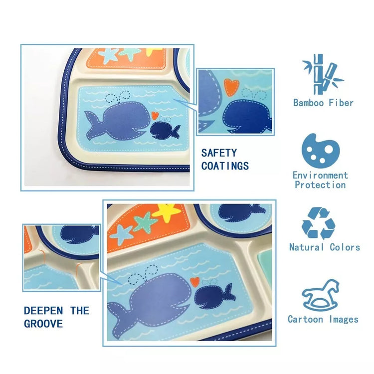 Bamboo Fiber Kids Tableware- Whale-Blue