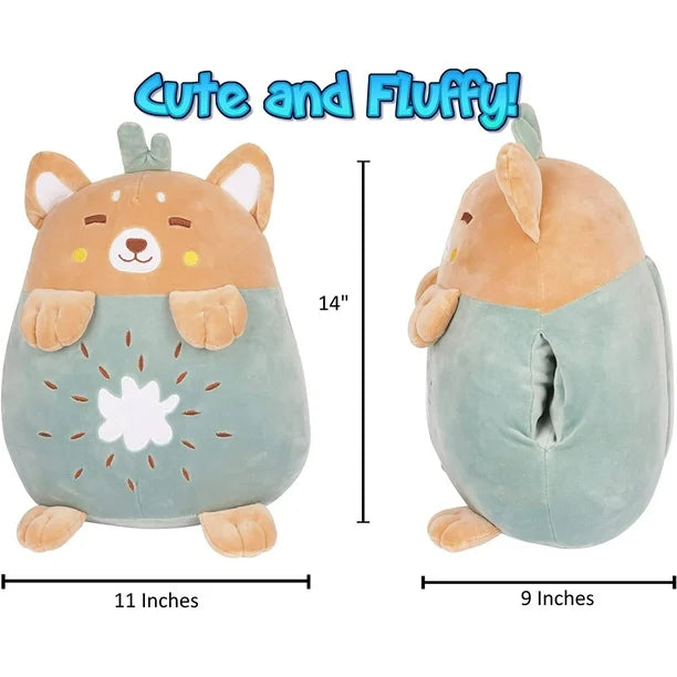 Kiwi Bear Plush Pillows with Hand Warmer Pockets and Storage Pouch