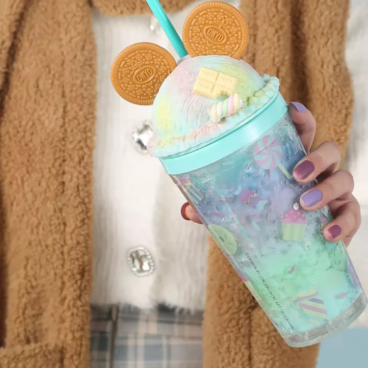 Mickey Ice Cream Inspired Cup Double Wall Acrylic With Straw 16oz.